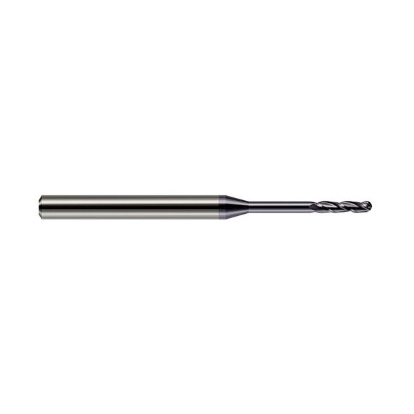 Harvey Tool .3mm Cutter dia. x 0.0600 in. x 0.1200 in. Reach Carbide Ball End Mill, 3 Flutes, AlTiN Coated 13812-C3 - main